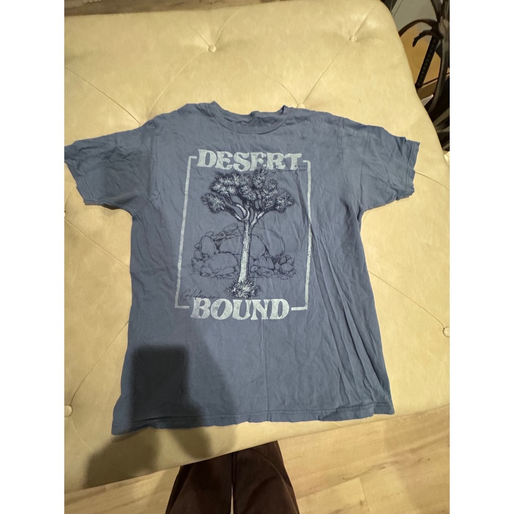 Persun Desert Bound Joshua Tree Graphic Tee Blue Cotton Short Sleeve Shirt Large